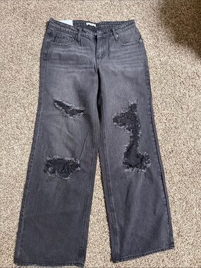 bp Distressed Black Wide-Leg Jeans